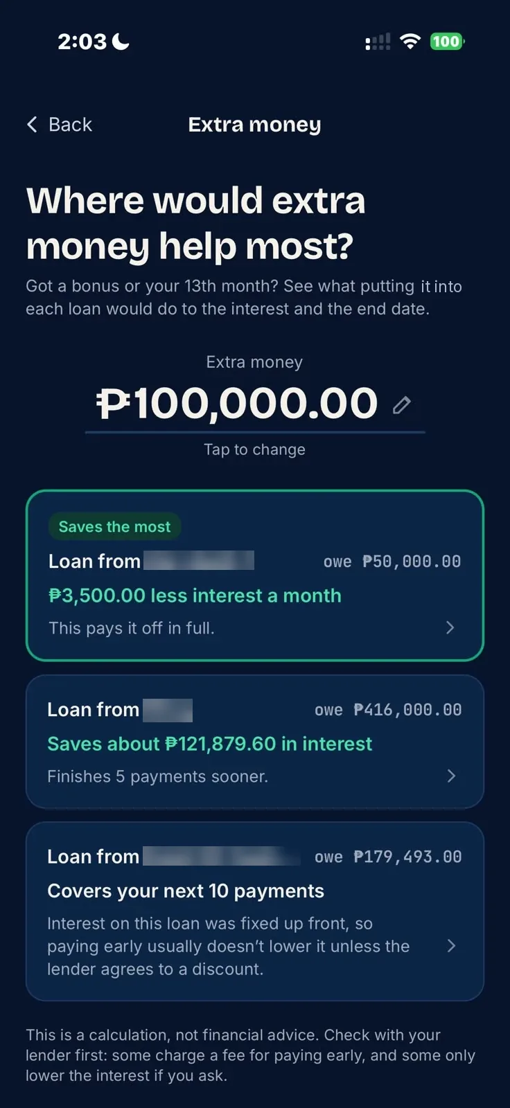 Extra money: which loan a bonus saves the most on