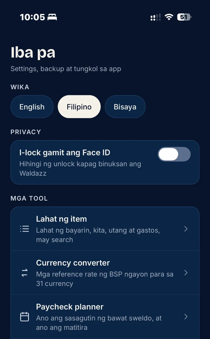 The app in Filipino