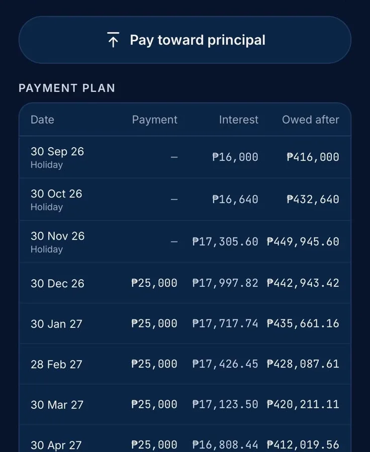 A loan's payment plan